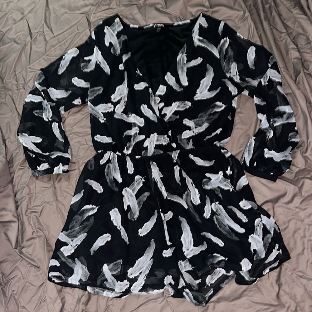 Express Feather Pattern Romper